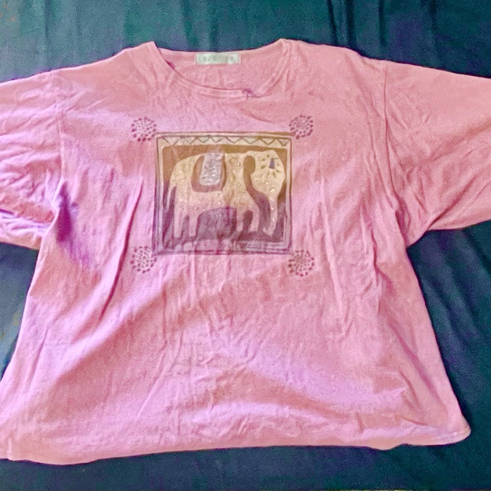 Make me an offer 😊 
Blue Fish Mauve Shirt with Elephant Design.